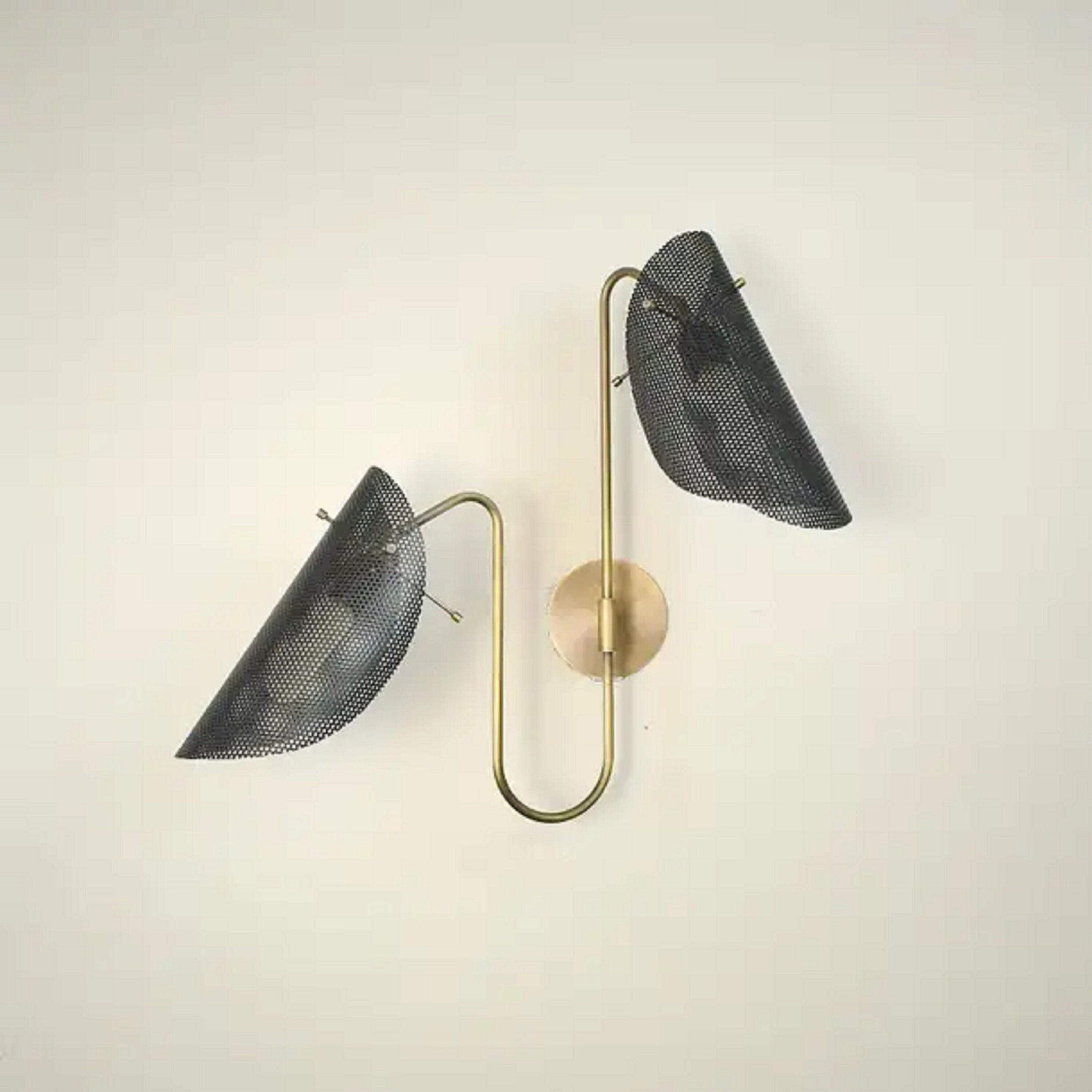 Steel Net Wall Lamp Modern Brass Two Arms Sconce Midcentury Modern ...