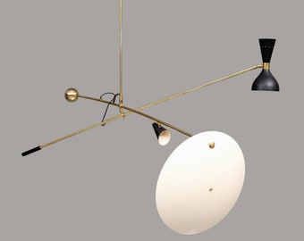 Stilnovo Kroonluchter plafondlamp van Midcentury moderne Sputnik Style Counterbalance Chandelier