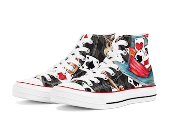 Scarpe Tela DIPINTE a Mano All Star Converse Basse Personalizzate ALICE Nel PAESE Delle Meraviglie in Wonderland Taglia 7uk Etsy
