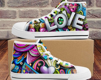 Pride LOVE High Tops | Unique Hi Tops | Converse Style | LGBTQ | Best Pride Gift