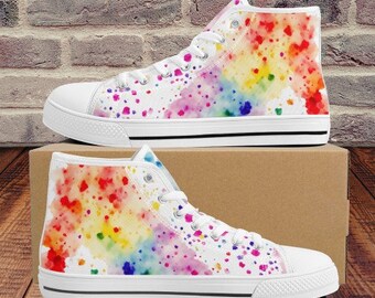 Rainbow Splash High Tops | Unique Hi Tops | Converse Style | LGBTQ | Best Gift