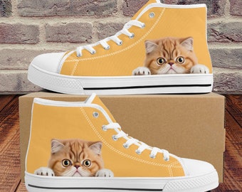 Peeking Cat High Tops | Unique Hi Tops | Converse Style | Cat Breeds | Womens Shoes