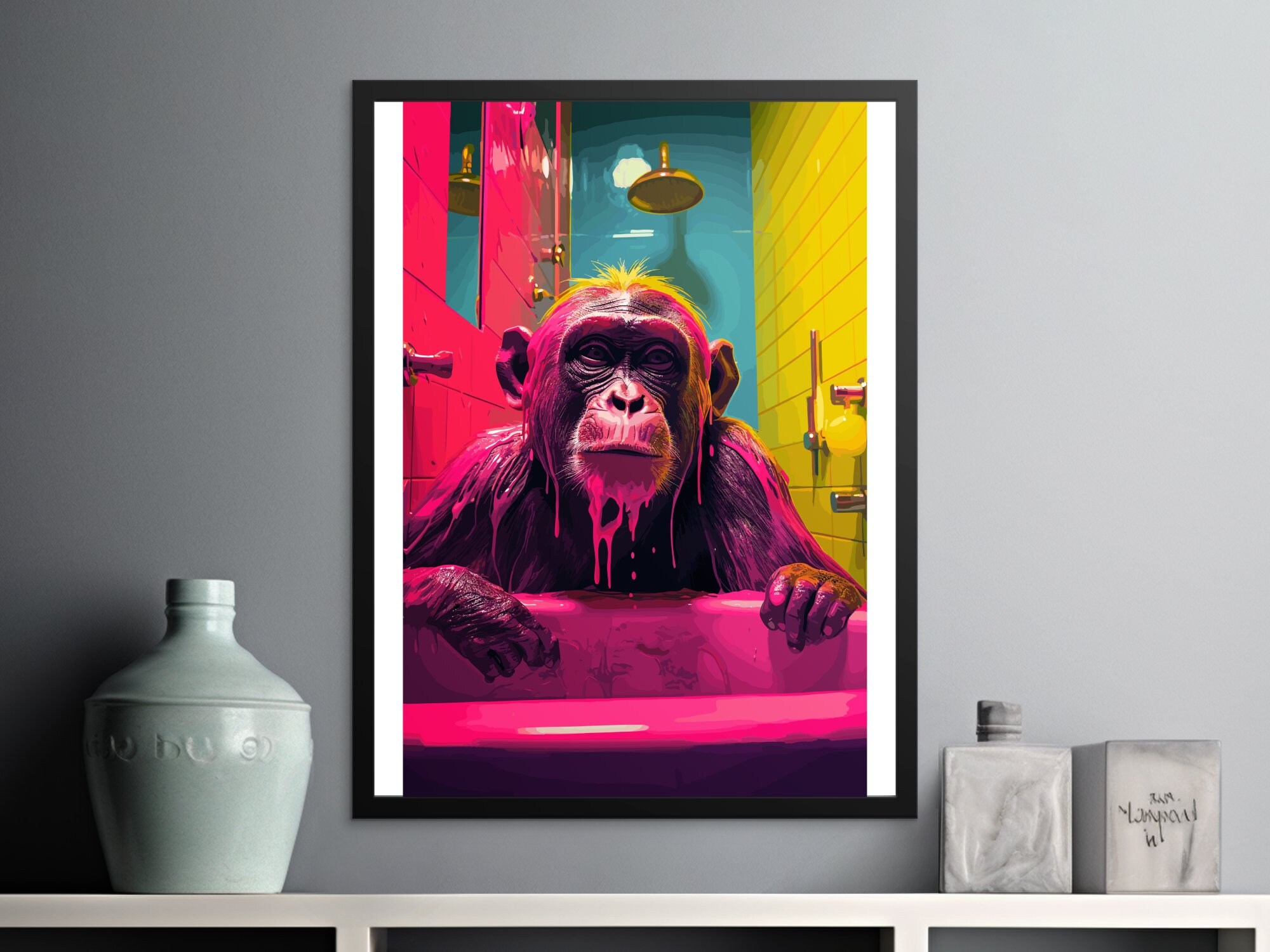 Monkey Pop Art, Bathroom Print, Instant Download, Wall Art, Printable ...