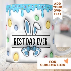 Easter Bunny 3D Mug Wrap 11oz 15oz Sublimation Design Download Inflated PNG Personalized Add your Name Customizable Eggs Easter Vibes Drip