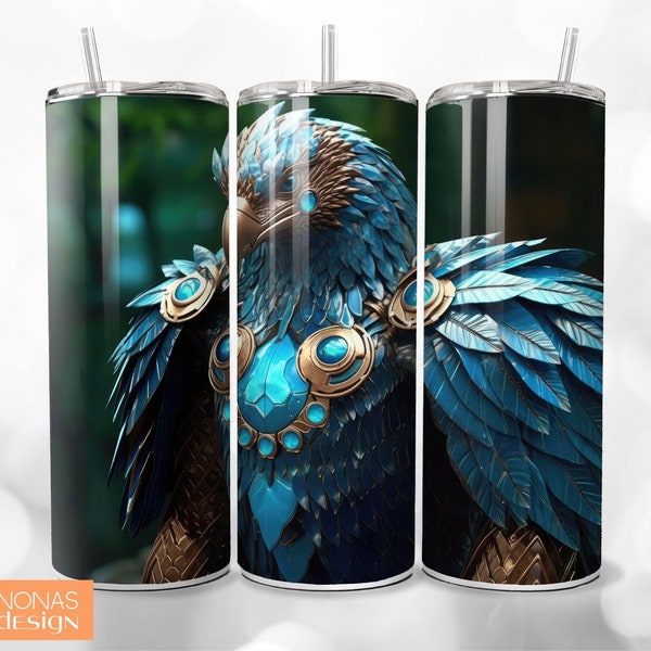 3D Eagle Tumbler Wrap 20 oz Skinny Tumbler, Sublimation Design, Digital Download, PNG, Sublime, Realistic, Colorful, Bird, Armour, Saphir