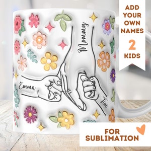 Prima mia figlia per sempre il mio amico 2 bambini 3D tazza avvolgente 11oz 15oz sublimazione download PNG gonfiato festa della mamma personalizzato nonna famiglia tata