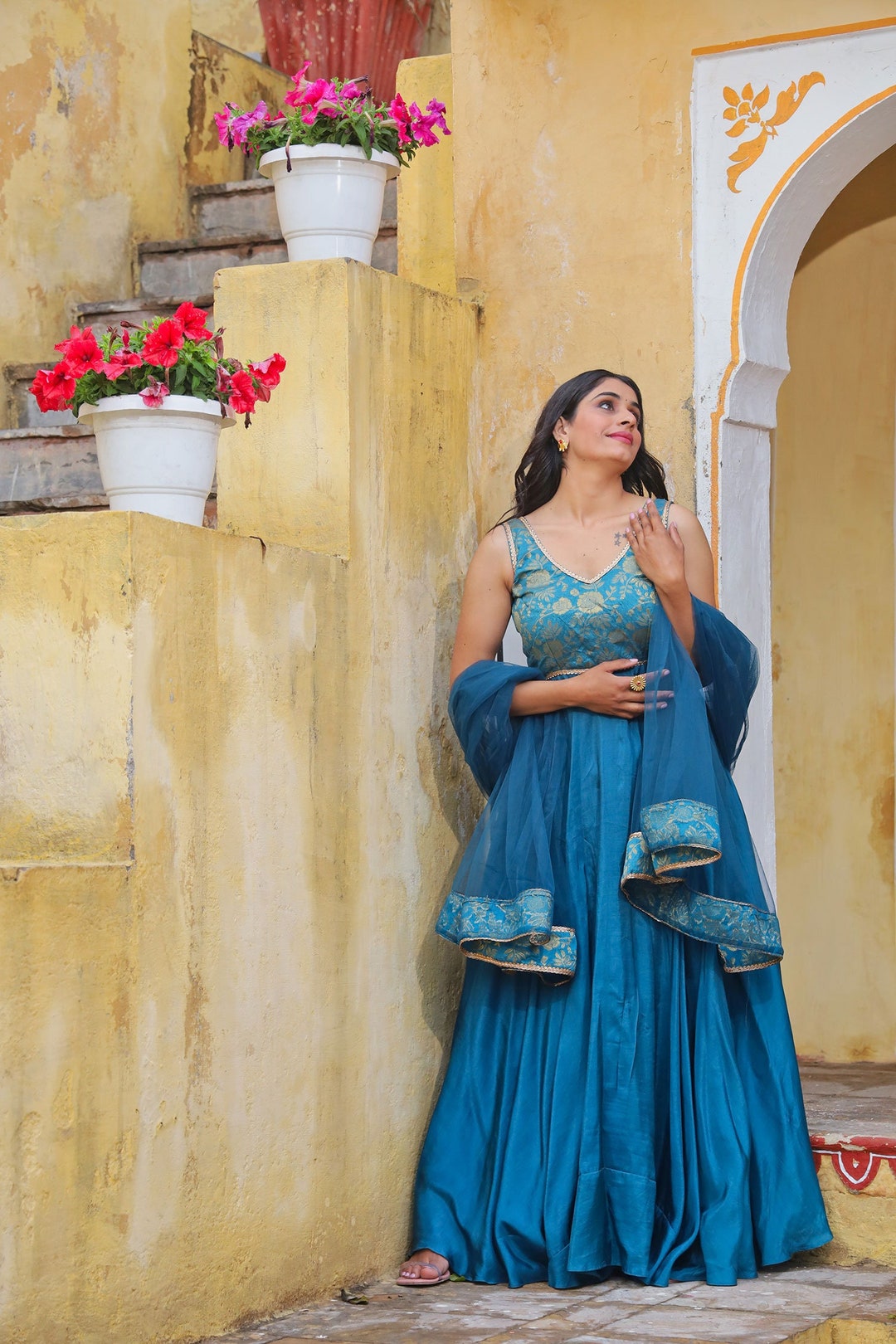 Jade Green Backless Umbrella Kurta Umbrella Kurta Dupatta Set Etsy