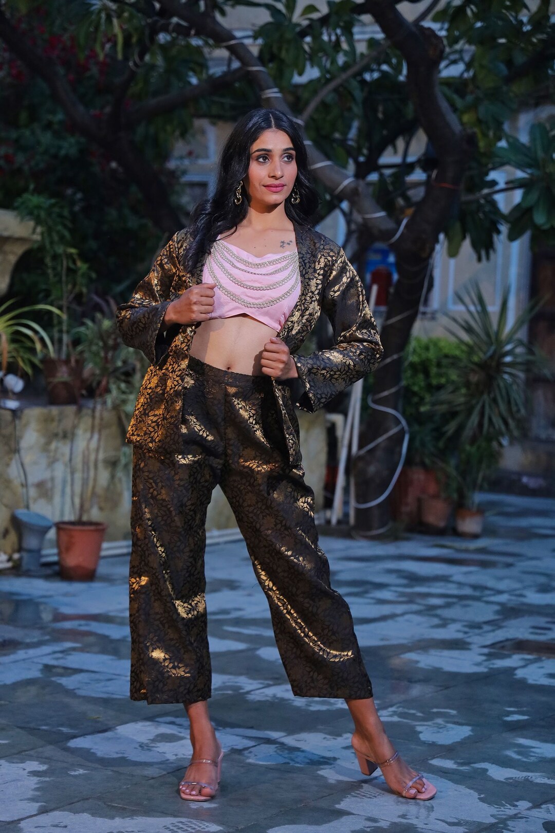 Black & Red Diamond Print Co-ord Set