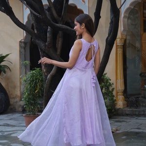 Lavender Flowy Dress , lavender flowy prom dress, brides maid dress, long flowy purple dress, lavender dress ,soothing lavender color, image 4