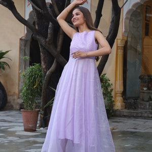 Lavender Flowy Dress , lavender flowy prom dress, brides maid dress, long flowy purple dress, lavender dress ,soothing lavender color, image 9