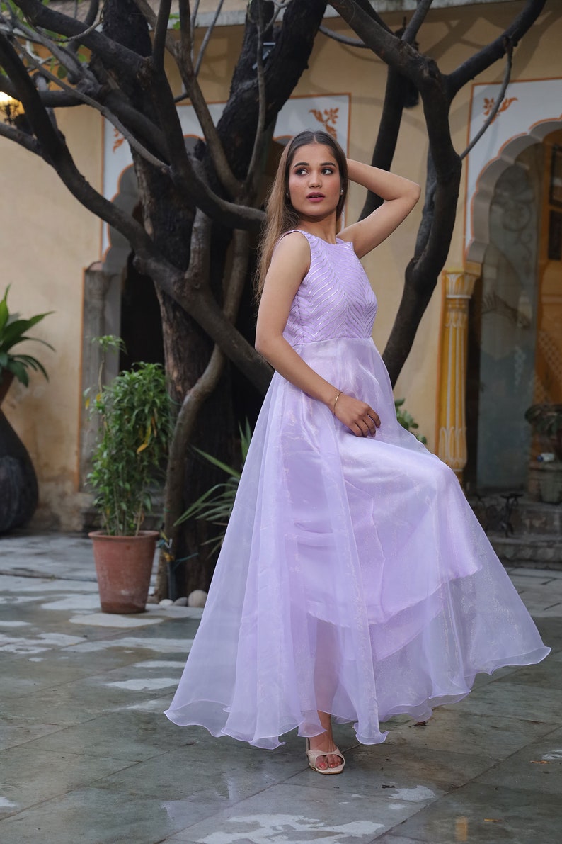 Lavender Flowy Dress , lavender flowy prom dress, brides maid dress, long flowy purple dress, lavender dress ,soothing lavender color, image 7