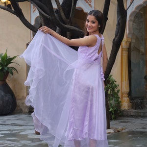 Lavender Flowy Dress , lavender flowy prom dress, brides maid dress, long flowy purple dress, lavender dress ,soothing lavender color, image 5