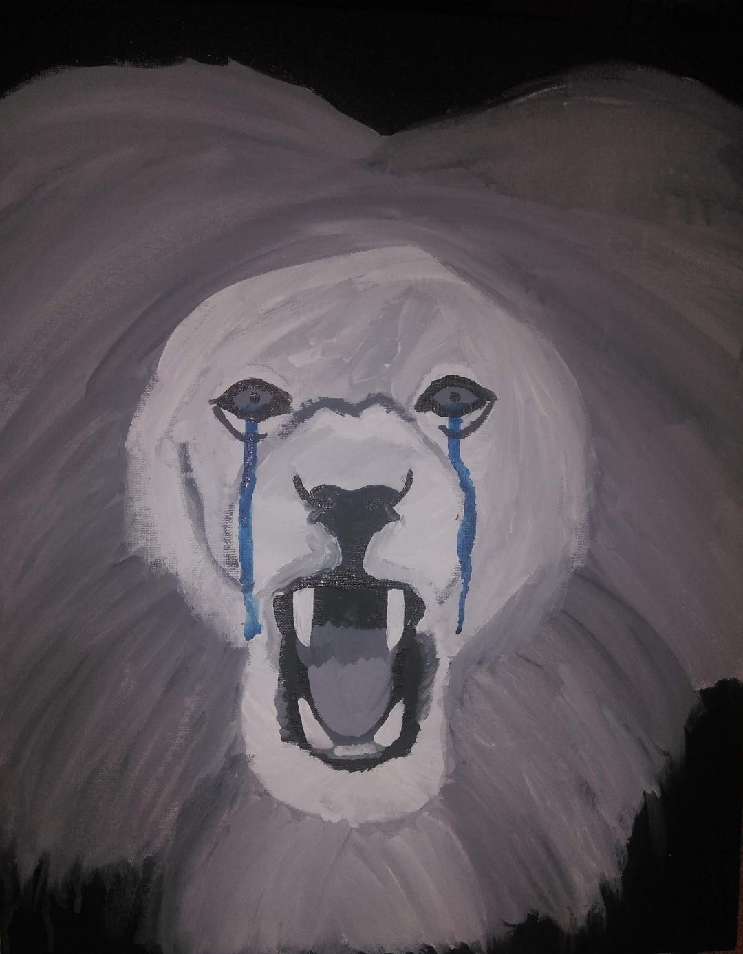 Roaring & Crying Lion Wildlife Animal Painting Original Artwork - Etsy