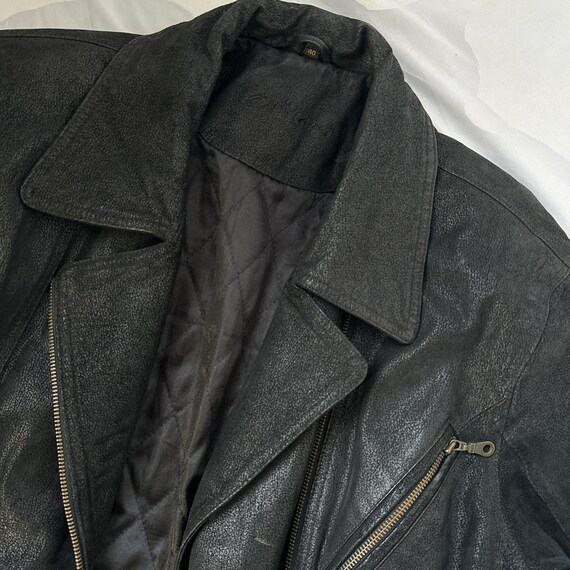 Vintage 90s Black Leather / Suede Zip up Biker Moto Jacket