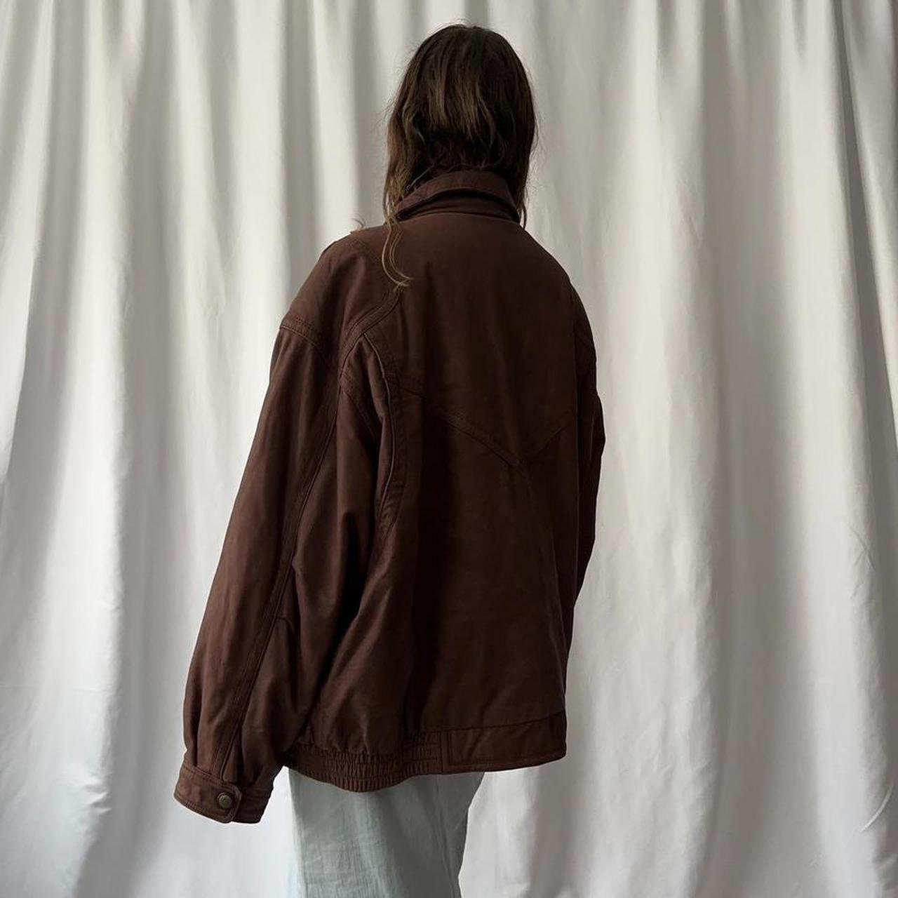 Vintage 90s Brown Genuine Leather Zip up Bomber Jacket by Vintage 90s Brown Genuine Leather Zip up Bomber Jacket by