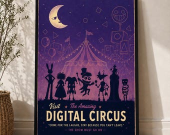 Visit The Amazing Digital Circus - Poster |  TADC Wallart | Vintage Wallart | Digital Print