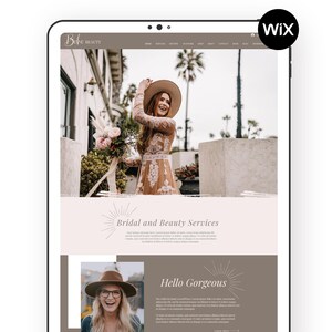 Bridal Beauty Wix Website Template | Boho Bohemian | Clean Modern Neutral | Freelance Hair Hairstylist Makeup Artist | Luxury High-End
