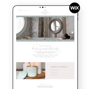 Wix-sjabloon spa en wellness | Biologisch kaarsenwinkelontwerp | Bewerkbare zelfzorgwebsite (digitale download)