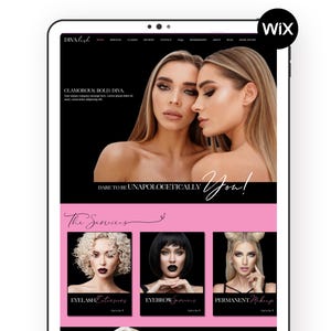 Eyelash Extension Technician Wix Website Template | Brow Artist | Salon Spa | Freelance Hair Hairstylist Makeup Artist | Bright Pink Black
