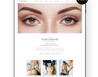 Modelo de site Wix para salão de beleza de cílios e sobrancelhas: reserva online (download digital)