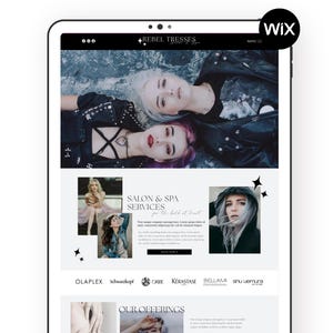 Hair Salon Wix Website Template | Beauty Business Templates | Trendy Fun Dark Clean Modern | Freelance Hair Hairstylist Makeup Artist