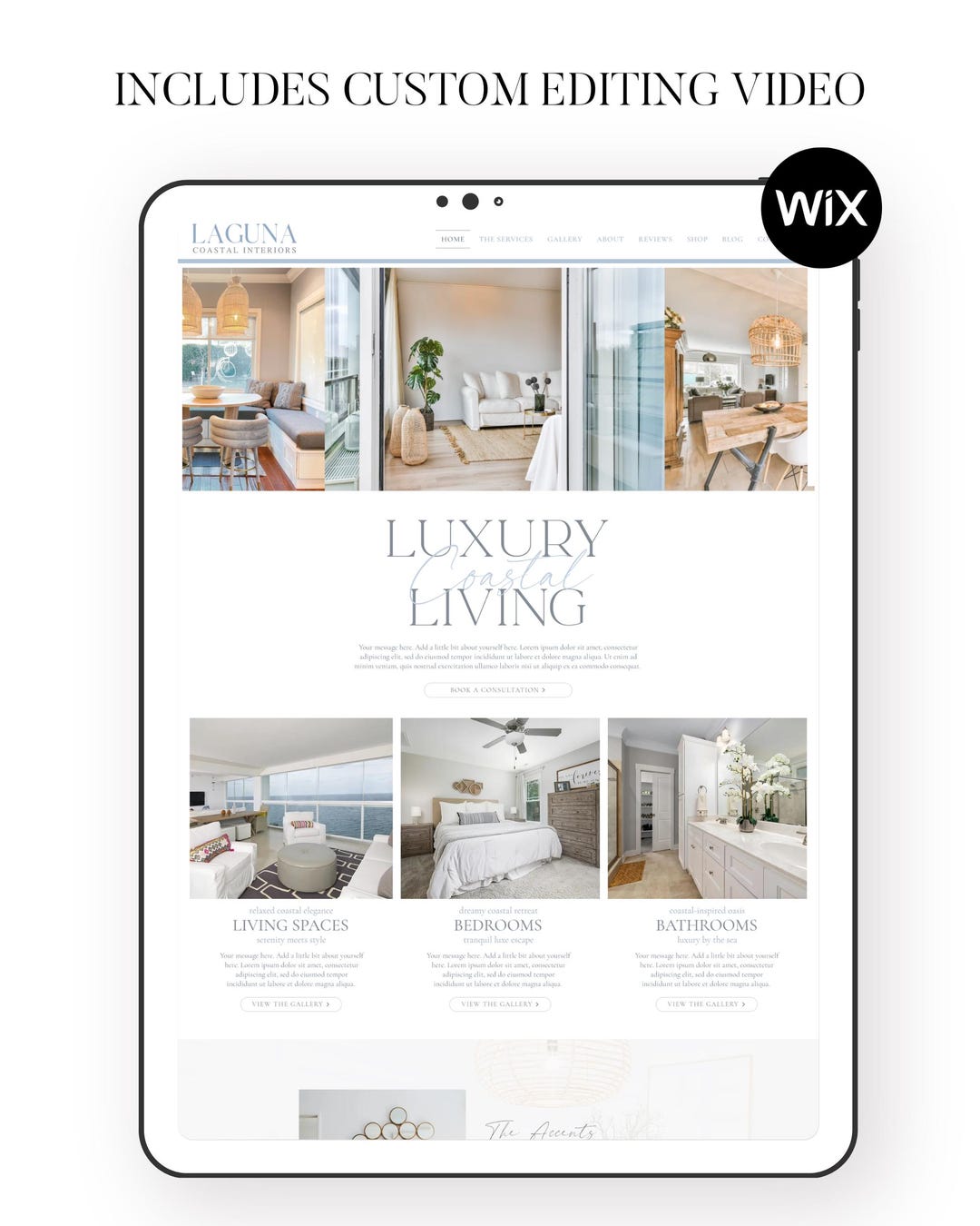 Interior Design Wix Template | Luxury Coastal Home Style | Editable ...