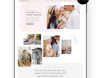 Wedding Photographer Wix Website Template | Portrait Family Photography | Light Airy Pink White | Modern Clean Luxury High-End