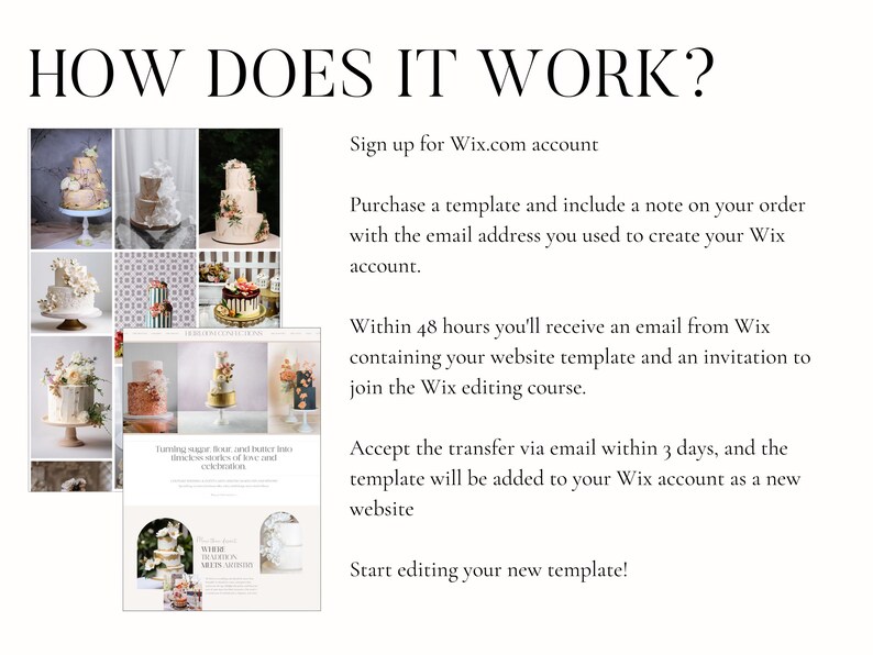 Elegant Wedding Cake Wix Website Template Bakery & Event Design
