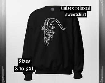 Op Witchy Black Phillip & Baphomet-geïnspireerd sweatshirt – Gotisch ontwerp met takhoornige geit (S–5XL)