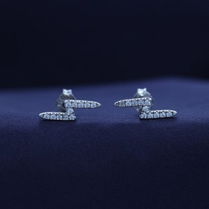1/5 Carat Lab Created Moissanite Diamond Lightning Bolt Stud Earrings in 10K or 14K Solid Gold and Sterling Silver