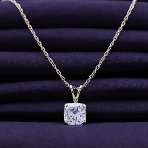 Solitaire Pendant Necklace for Women 1.00 Carat Lab Grown Diamond Necklace with 18&quot; Rope Chain in 10K Or 14K Solid Gold Jewelry Gift for Her