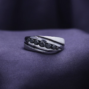 3/4 Carat Real Black Diamond Mens Wedding Band Ring in 10K Gold Or 14K Gold and Sterling Silver (Clarity I2-I3, 0.75 Cttw)