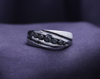 3/4 Carat Real Black Diamond Mens Wedding Band Ring in 10K Gold Or 14K Gold and Sterling Silver (Clarity I2-I3, 0.75 Cttw)