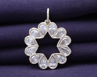 1.10 Carat Pear Lab Grown Diamond Bezel Set Heart Dainty Pendant Without Chain In 10K Or 14K Solid Gold And 925 Sterling Silver Jewelry