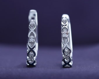 Moissanite Diamond Accent Hoop Earrings, 925 Sterling Silver or 10K/14K Gold