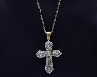 Moissanite Diamond Cross Pendant Necklace, 14k Gold Over Sterling Silver