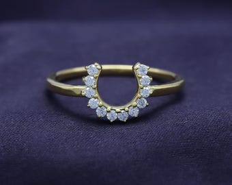 Moissanite Horseshoe Ring, 14k Gold Over Sterling Silver