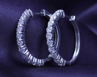 Moissanite Diamond Hoop Earrings, 14k Gold Over Sterling Silver