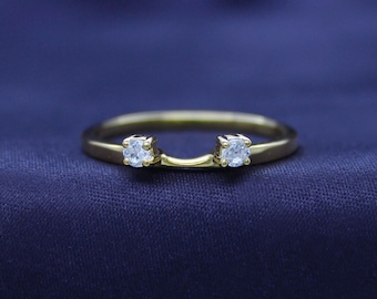 Moissanite Diamond Ring Guard Enhancer, 14K Gold Plated Silver