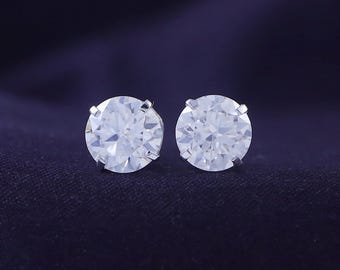 Solitaire Stud Earrings 7MM 2.50 Carat Round Cut Lab Grown Diamond Stud Earrings in 14K Solid Gold with Screw Back Earrings Gift for Her