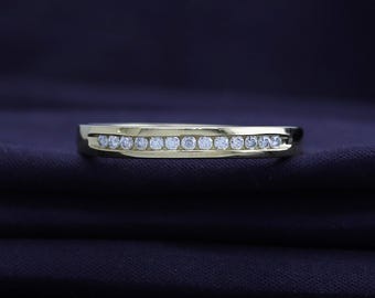 Moissanite Half Eternity Wedding Band Channel Set Ring for Women In 14K Gold Over Sterling Silver
