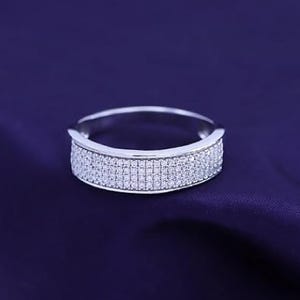 1/3 Carat Round Lab Created Moissanite Diamond Men&#39;s Wedding Band Ring In 14K Gold Plated 925 Sterling Silver Jewelry