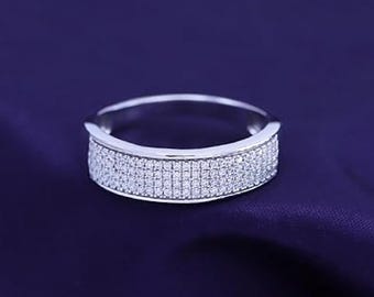 1/3 Carat Round Lab Created Moissanite Diamond Men&#39;s Wedding Band Ring In 14K Gold Plated 925 Sterling Silver Jewelry