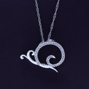 0.09 Cttw Lab Created Moissanite Diamond Accent Snail Pendant Necklace For Women In 10K Or 14K Solid Gold and 925 Sterling Silver