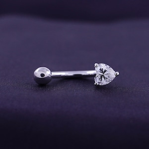 1/2 Ct Heart Cut Moissanite Diamond Belly Button Navel Ring Body Piercing In 10K Or 14K Solid Gold and 925 Sterling Silver