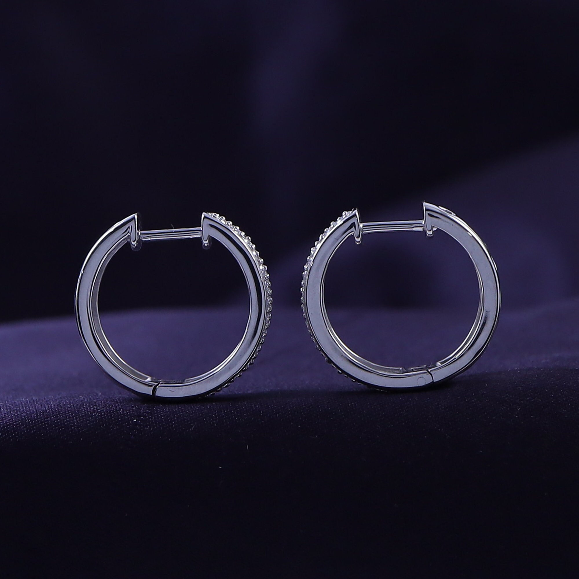 1.25 Cttw Triple Row Huggie Hoop Natural White Diamond