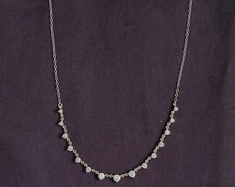 Graduated Tennis Necklace Lab Grown Diamond Wedding Necklace 10K or 14K Gold and Sterling Silver 18"