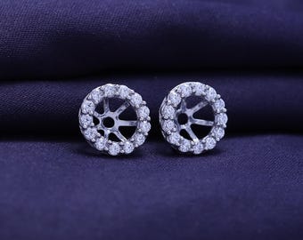 Moissanite and Lab Grown Diamond Earring Jackets: Sterling Silver, For 5mm Studs