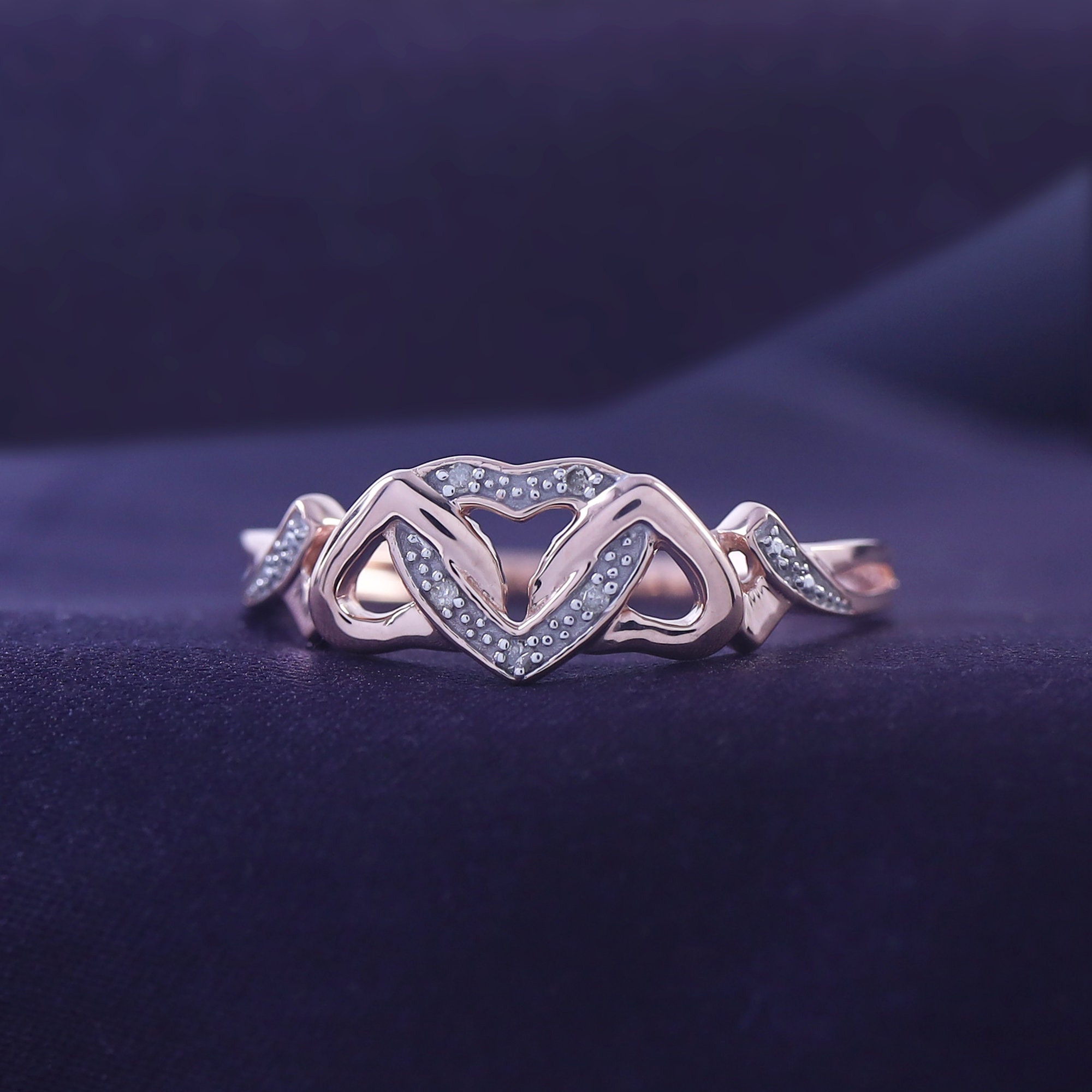 Diamond Accent Interlocking Heart Ring, 10K/14K Gold and Sterling
