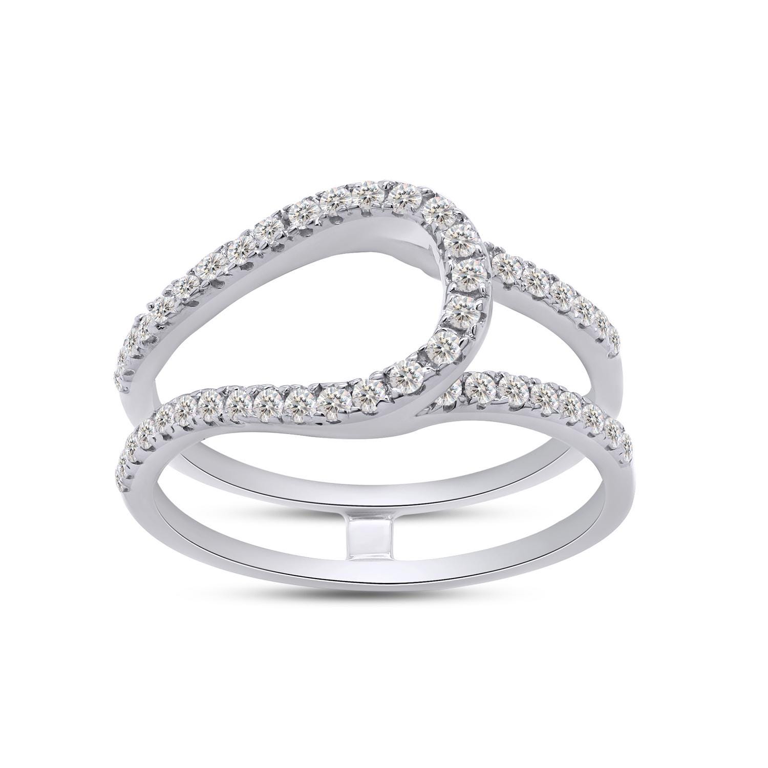 AFFY 0.30 Carat Round White Cubic Zirconia Enhancer Guard Ring 14K Rose Gold Over Sterling Silver, Gold,Rose Gold,Sterling Silver,Zirconia, Cubic Zirconia